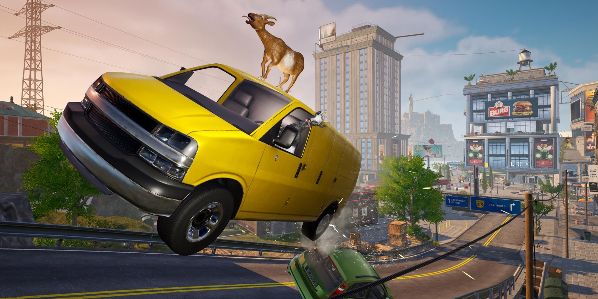 a goat on top of a van in goat simulator 3 mobile
