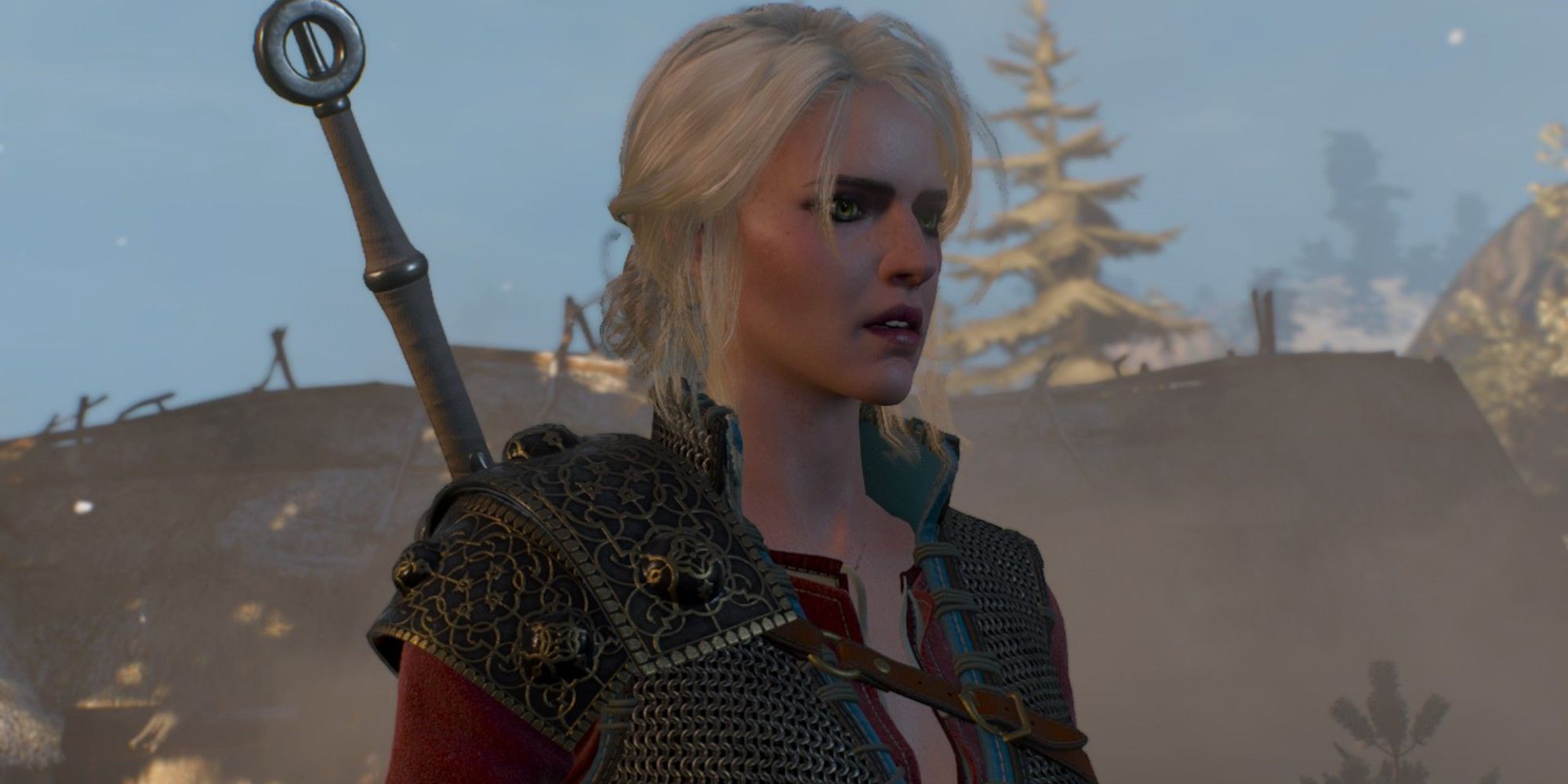 the witcher 3 the calm before the storm ciri stands in a burning village 1